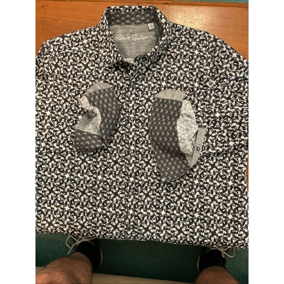 Robert Graham extra large classic fit black-and-white geometric print shirt - Picture 6 of 8